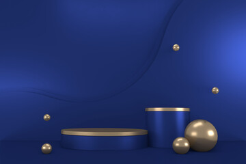 Victory blue adstract , podium for cosmetic product. 3d rendering