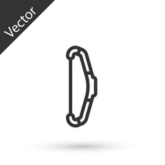 Grey line Medieval bow icon isolated on white background. Medieval weapon. Vector