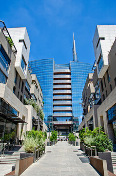Pedestrian area of via Vincenzo Capelli. Pedestrian area that from Corso Como passing via Vincenzo Capelli leads to Gae Aulenti square. Milan. Italy