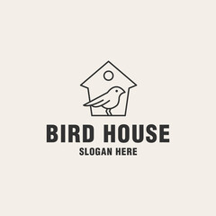 Bird house logo template monogram style