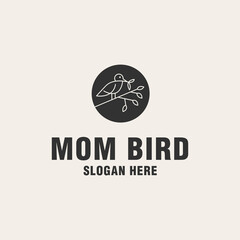 Mom bird logo template monogram style