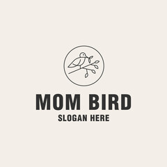 Mom bird logo template monogram style