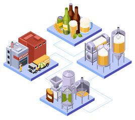 Beer Brewery Isometric Composition