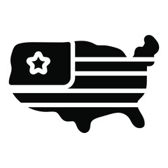 USA map glyph icon, vector design usa independence day icon.