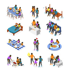 Fototapeta premium International Day of Families Isometric Recolor Set