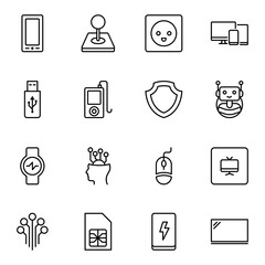 Electronics set line icons