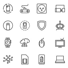 Electronics set line icons