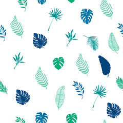 Vector seamless pattern with tropical palm leaves