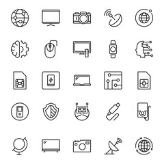 Electronics set line icons