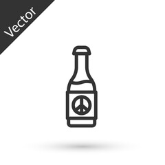 Grey line Beer bottle icon isolated on white background. Vector