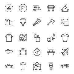 Travel set line icons