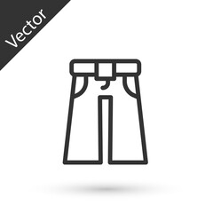Grey line Jeans wide icon isolated on white background. Vector