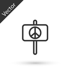 Obraz premium Grey line Peace icon isolated on white background. Hippie symbol of peace. Vector