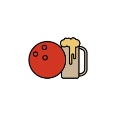 bowling, beer line recolored icon. Signs and symbols can be used for web, logo, mobile app, UI, UX