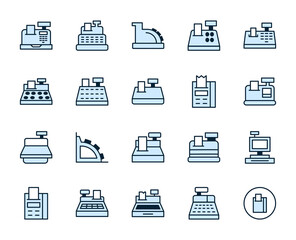Cash register icon set. Collection of high-quality color outline logo for web site design and mobile apps. Vector illustration on a white background.