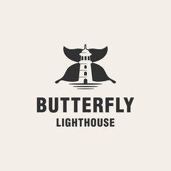 Butterfly lighthouse logo template monogram style