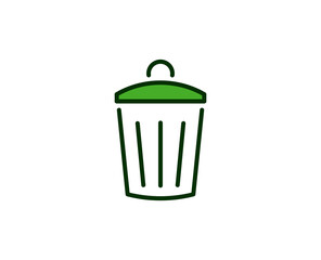 Trash bin flat icon. Single high quality outline symbol for web design or mobile app.  House thin line signs for design logo, visit card, etc. Outline pictogram EPS10