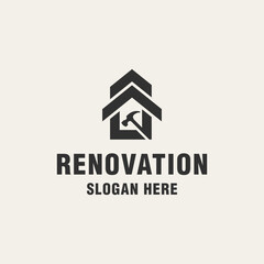 Renovation house logo template monogram style