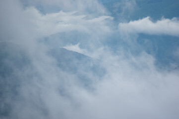 Fog on a mountain range in the Carpathian mountains