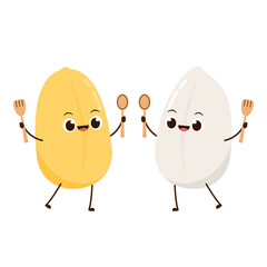 Rice character design. rice vector on white background. rice seed.