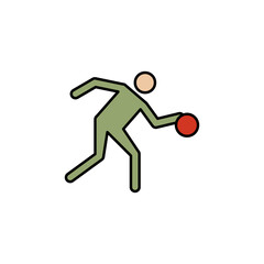 Fototapeta na wymiar bowling, player line recolored icon. Signs and symbols can be used for web, logo, mobile app, UI, UX