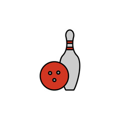 bowling pins line recolored icon. Signs and symbols can be used for web, logo, mobile app, UI, UX