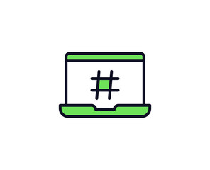 Fototapeta premium Hashtag flat icon. Thin line signs for design logo, visit card, etc. Single high-quality outline symbol for web design or mobile app. Siign outline pictogram.