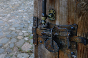 old rustic door handle and lock