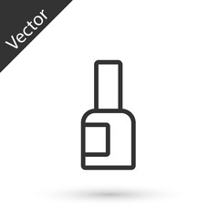 Grey line Bottle of nail polish icon isolated on white background. Vector