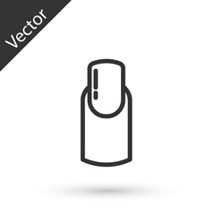 Grey line Nail manicure icon isolated on white background. Vector