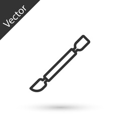 Grey line Cuticle pusher icon isolated on white background. Tool for manicure. Vector