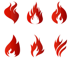 Fire Flaming torch Red Collection abstract on Background White illustration design
