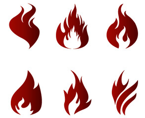 Fire Flaming torch Red Collection abstract on Background White illustration design