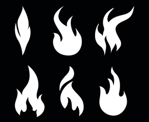 torch Fire White Collection icons flame vector illustration abstract design with Background Black