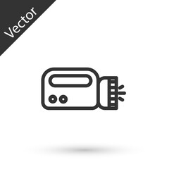 Grey line Flashlight for diver icon isolated on white background. Diving underwater equipment. Vector