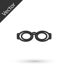 Grey line Glasses for swimming icon isolated on white background. Swimming goggles. Diving underwater equipment. Vector