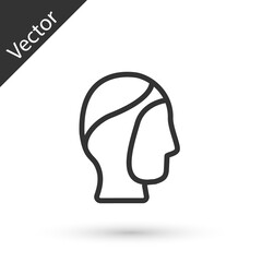 Grey line Diving hood icon isolated on white background. Spearfishing hat winter swim hood. Diving underwater equipment. Vector