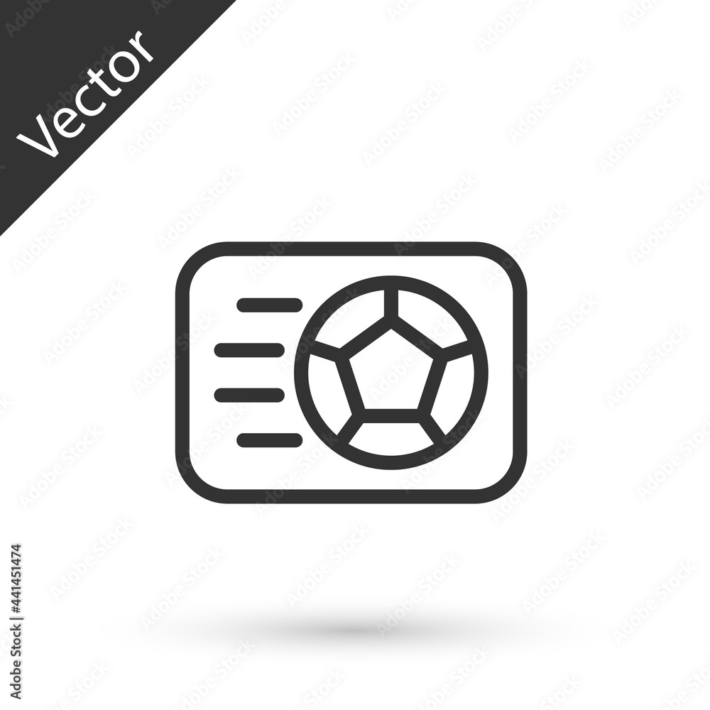 Sticker Grey line Soccer football ball icon isolated on white background. Sport equipment. Vector