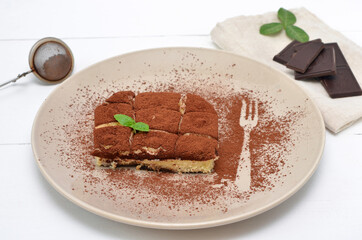 delicious italian tiramisu dessert on a plate