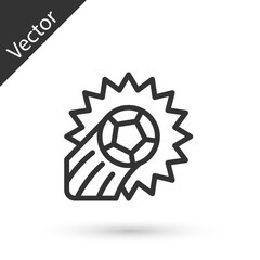 Grey line Soccer football ball icon isolated on white background. Sport equipment. Vector