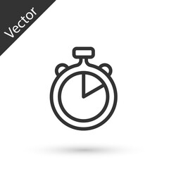 Grey line Stopwatch icon isolated on white background. Time timer sign. Chronometer sign. Vector