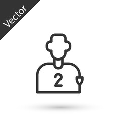 Grey line Football or soccer player icon isolated on white background. Vector