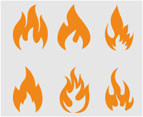 fire torch orange Collection illustration design Flaming with flame with Gray Background