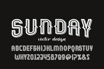 vintage font, green and orange background, vector alphabet, letters and numbers