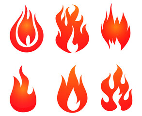 abstract fire torch Collection Black design icons illustration with white Background