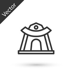 Grey line Traditional Korean temple building icon isolated on white background. Vector