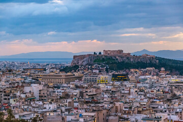 Fototapeta na wymiar Afternoon Athens Aerial View Cityscape