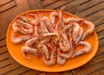 ORANGE DISH WITH GRILLED PRAWNS