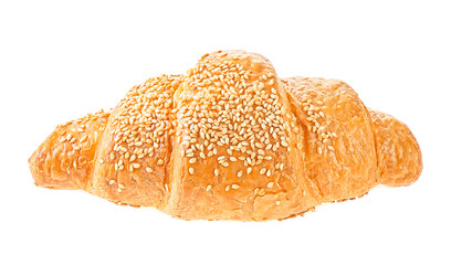 Freshly baked croissant isolated on a white background. Delicious breakfast.