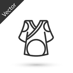 Grey line Kimono icon isolated on white background. Chinese, Japanese, Korean, Vietnamese wearing national costumes, kimono. Traditional Asian costumes. Vector